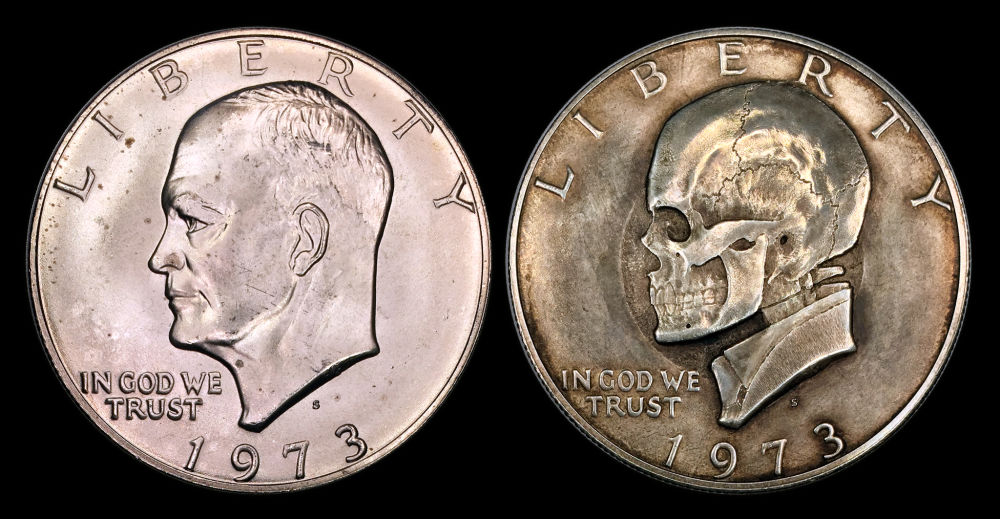 1973-S-Eisenhower-Silver-Dollar---Before-&-After-Skeletonization